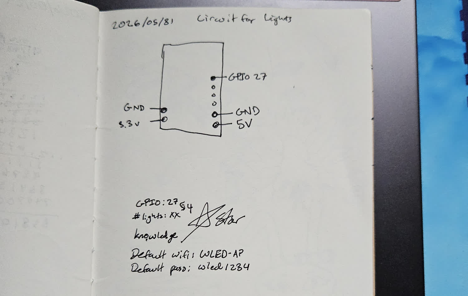 notebook page of circuit